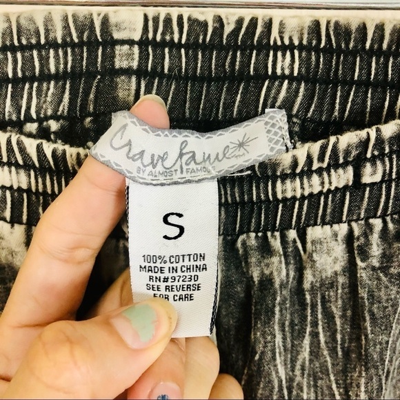 Crave Frame black acid wash flowy drawstring pants women’s size Small - Picture 6 of 8